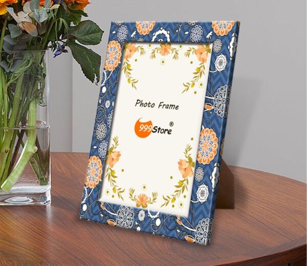 Blue And Yellow Wooden Printed Photo Frame