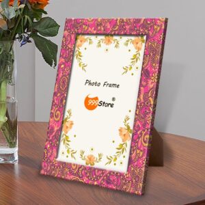 Pink And Yellow Printed Wooden Photo Frame