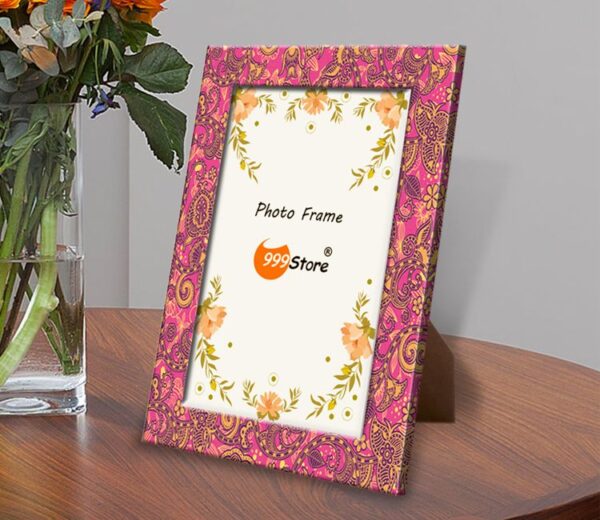 Pink And Yellow Printed Wooden Photo Frame