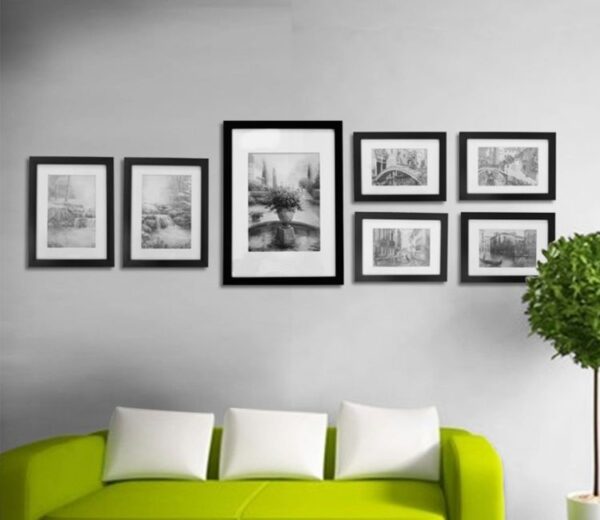 Solava Black Premium Wall Photo Frame - Set of 7