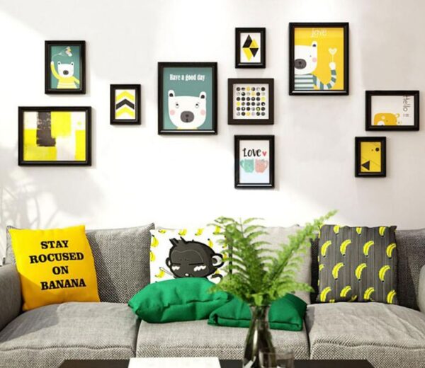 Manu Black Premium Wall Photo Frame - Set of 10