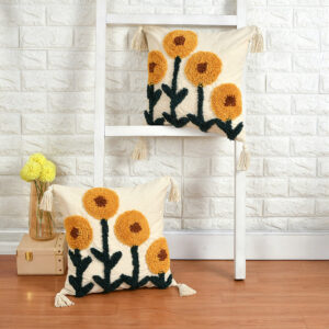 Sunflower Garden Tufted Cushion Cover - Set Of Two