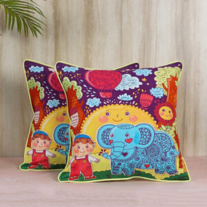 Nature Pals Printed Cotton Cushion Cover - Set Of Two