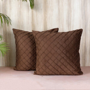 Lohita Pintex Velvet Cushion Cover (Brown) - Set of Two