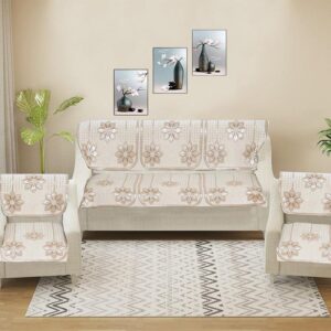 Mitha Floral Sofa Cover (Off White)