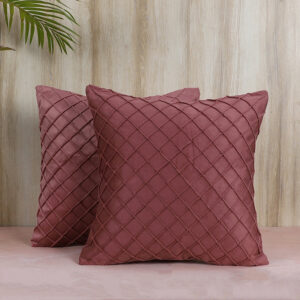 Lohita Pintex Velvet Cushion Cover (Pink) - Set of Two