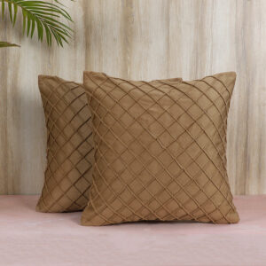 Lohita Pintex Velvet Cushion Cover (Olive) - Set of Two