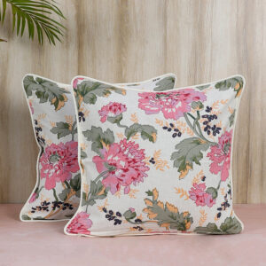 Soft Rosa Printed Cushion Cover - Set of Two