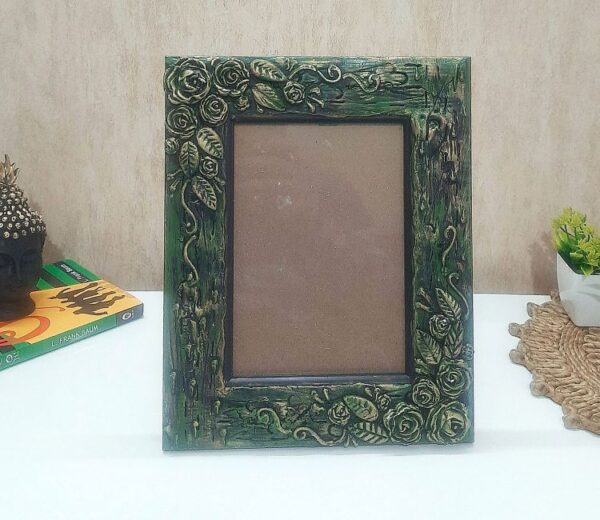 Green Rustic Marble Dust Art Hand Work Table and Wall Hanging Photo Frame