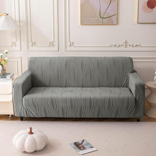 Velvet Night Solid Sofa Cover - Dark Grey