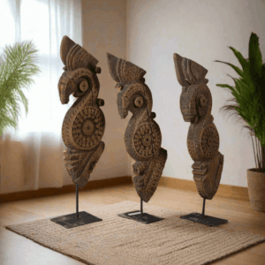 Wooden Carved Bracket On Iron Stand - Single Unit