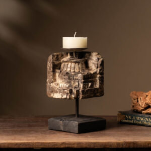 Vintage Carved Wooden Candle Holder - Design 5