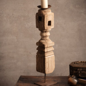 Vintage Handcarved Wooden Candle Stand