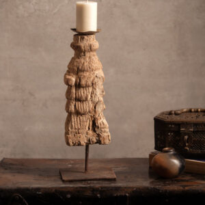 Vintage Handcarved Wooden Candle Stand