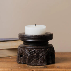 Vintage Handcarved Wooden Candle Holder
