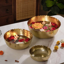 Decorative Urli Bowl Gold Set Of 3