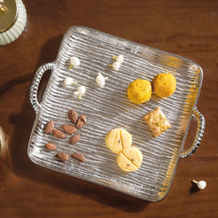 Square Silver Tray With Handle