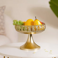 Decorative Fruit Bowl With Stand Gold Large