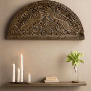 Hand Carved Wooden Peacock Jali