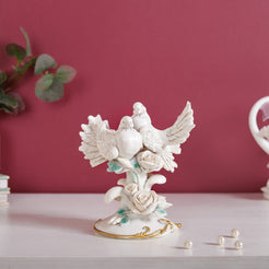 Birds Couple Figurine For Home Decor White