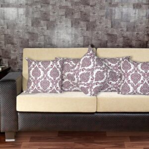 Tameira Jacquered Motif Printed Cushion Cover (Maroon) - Set Of Five
