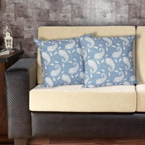 Ruksaana Printed Cushion Cover (Blue) - Set Of Two