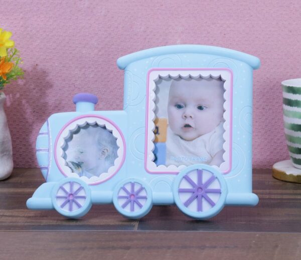 Cute Train 2-Photo Frame (Blue)