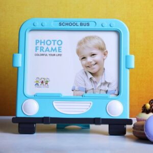 Square School Bus Photo Frame (Blue)