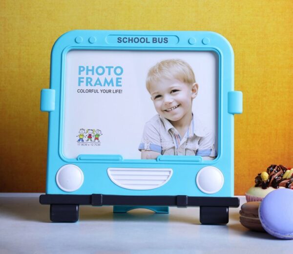 Square School Bus Photo Frame (Blue)