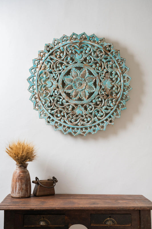 Vintage Carved Turquoise Wall Decor