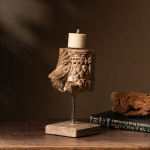 Vintage Carved Wooden Candle Holder - Design 2
