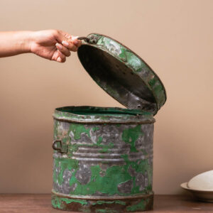 Vintage Green Iron Canister
