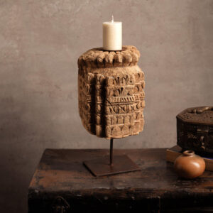 Vintage Handcarved Wooden Candle Stand