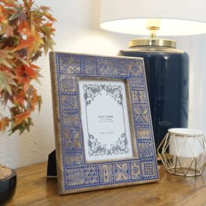 Ianto Blue Abstract Design Mango Wood Photo Frame