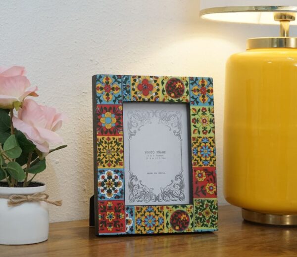 Elin Multicolor Floral Print Mango Wood Photo Frame