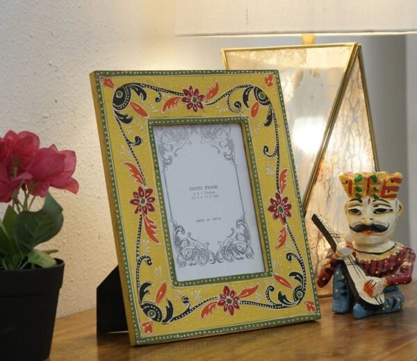 Rian Yellow Floral Print Mango Wood Photo Frame