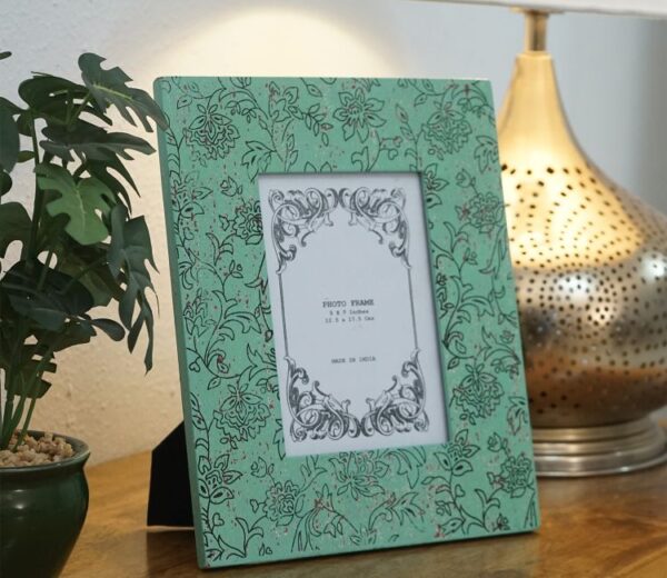 Akiv Blue Floral Mango Wood Photo Frame