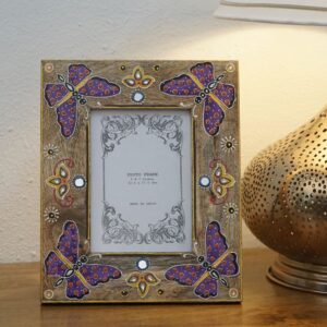 Cara Butterfly Print Mango Wood Photo Frame