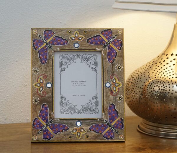 Cara Butterfly Print Mango Wood Photo Frame