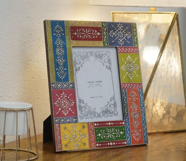 Orion Multi color Abstract Design Mango Wood Photo Frame