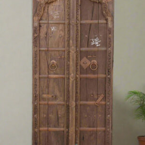 Wooden Carved Door Panel With Iron Work