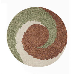 Spiro Round Rug - Green & Brown