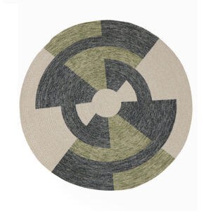 Estro Round Rug - Green & Grey