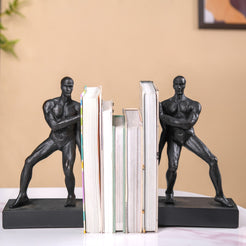 Muscle Men Resin Bookend Set Black