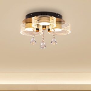 Meet And Greet (Gold, Dimmable LED with Remote Control, 3 Head) Crystal Ceiling Light