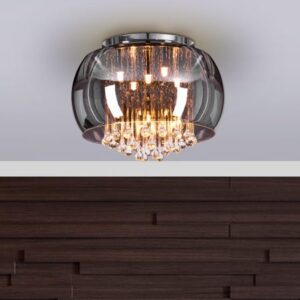 Enamoured (40 cm, Smokey Grey, Mirror Finish) Crystal Ceiling Chandelier