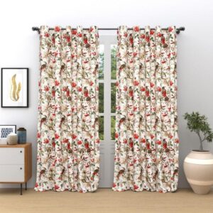 Koel Charm Curtain (Red) - Set Of Two