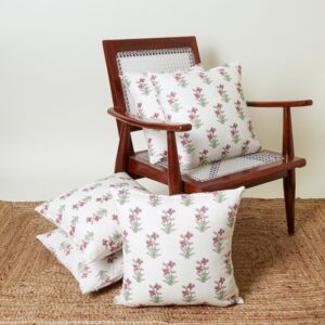 Gulmohar Bagh Cushion Cover (Red) - Set Of Five