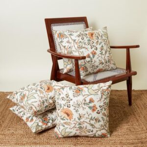 Lushlie Blooms Cushion Cover (Yellow) - Set Of Five