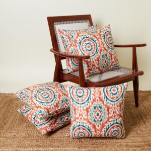 Mriksha Cushion Cover (Peach) - Set Of Five